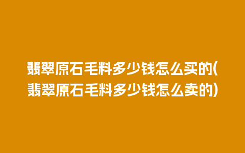 翡翠原石毛料多少钱怎么买的(翡翠原石毛料多少钱怎么卖的)