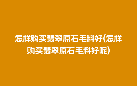 怎样购买翡翠原石毛料好(怎样购买翡翠原石毛料好呢)