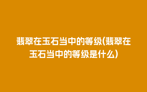 翡翠在玉石当中的等级(翡翠在玉石当中的等级是什么)