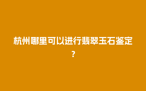 杭州哪里可以进行翡翠玉石鉴定？