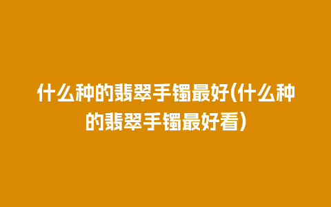 什么种的翡翠手镯最好(什么种的翡翠手镯最好看)