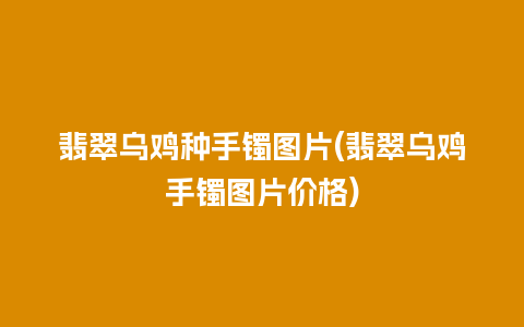 翡翠乌鸡种手镯图片(翡翠乌鸡手镯图片价格)