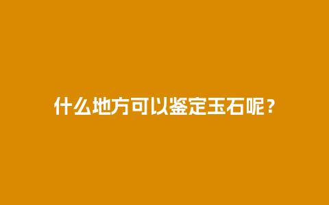 什么地方可以鉴定玉石呢？