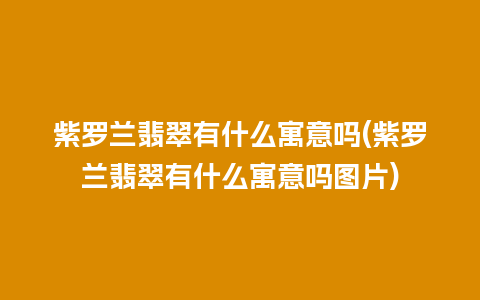 紫罗兰翡翠有什么寓意吗(紫罗兰翡翠有什么寓意吗图片)