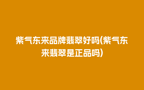 紫气东来品牌翡翠好吗(紫气东来翡翠是正品吗)