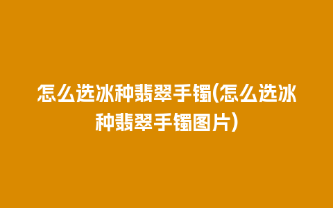 怎么选冰种翡翠手镯(怎么选冰种翡翠手镯图片)