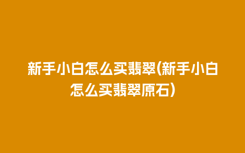 新手小白怎么买翡翠(新手小白怎么买翡翠原石)