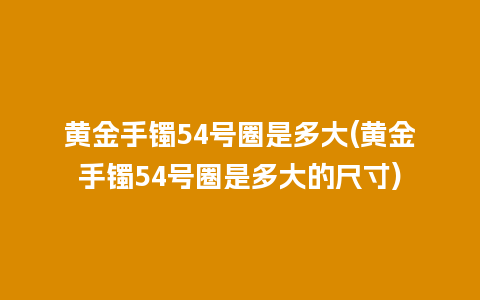 黄金手镯54号圈是多大(黄金手镯54号圈是多大的尺寸)