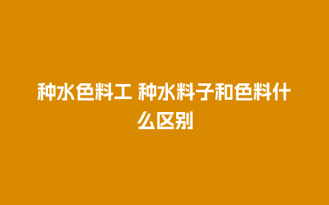 种水色料工 种水料子和色料什么区别