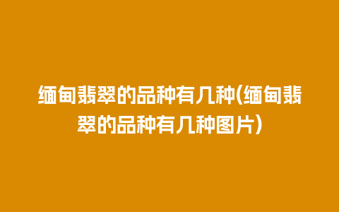 缅甸翡翠的品种有几种(缅甸翡翠的品种有几种图片)