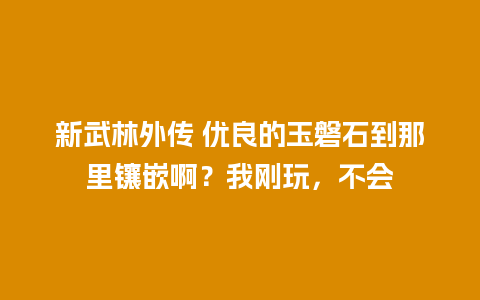 新武林外传 优良的玉磐石到那里镶嵌啊？我刚玩，不会