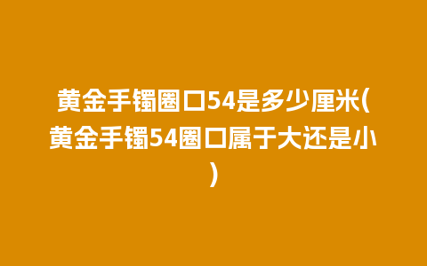 黄金手镯圈口54是多少厘米(黄金手镯54圈口属于大还是小)