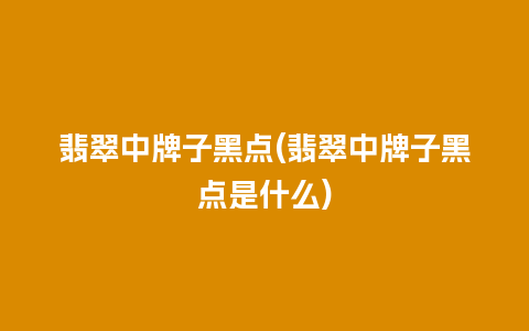 翡翠中牌子黑点(翡翠中牌子黑点是什么)