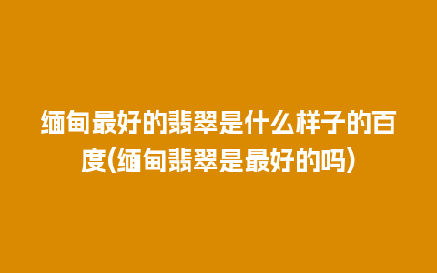 缅甸最好的翡翠是什么样子的百度(缅甸翡翠是最好的吗)