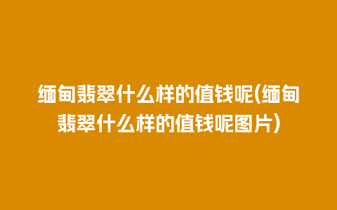 缅甸翡翠什么样的值钱呢(缅甸翡翠什么样的值钱呢图片)