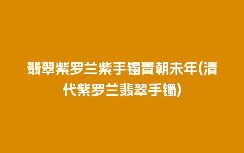 翡翠紫罗兰紫手镯青朝未年(清代紫罗兰翡翠手镯)