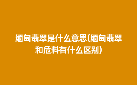 缅甸翡翠是什么意思(缅甸翡翠和危料有什么区别)