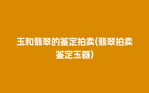 玉和翡翠的鉴定拍卖(翡翠拍卖鉴定玉器)