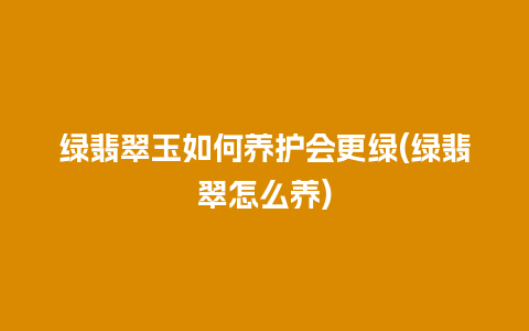 绿翡翠玉如何养护会更绿(绿翡翠怎么养)