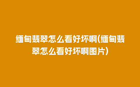 缅甸翡翠怎么看好坏啊(缅甸翡翠怎么看好坏啊图片)