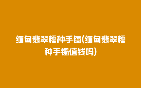 缅甸翡翠糯种手镯(缅甸翡翠糯种手镯值钱吗)