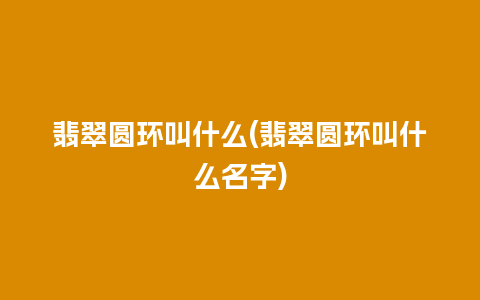 翡翠圆环叫什么(翡翠圆环叫什么名字)