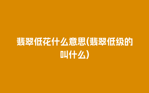 翡翠低花什么意思(翡翠低级的叫什么)