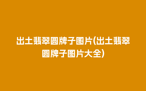 出土翡翠圆牌子图片(出土翡翠圆牌子图片大全)