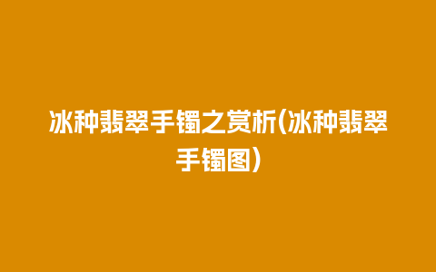 冰种翡翠手镯之赏析(冰种翡翠手镯图)