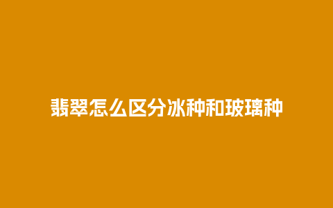 翡翠怎么区分冰种和玻璃种