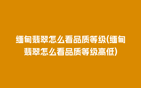 缅甸翡翠怎么看品质等级(缅甸翡翠怎么看品质等级高低)