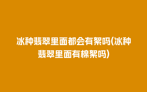 冰种翡翠里面都会有絮吗(冰种翡翠里面有棉絮吗)