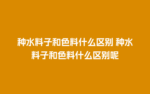 种水料子和色料什么区别 种水料子和色料什么区别呢
