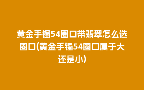 黄金手镯54圈口带翡翠怎么选圈口(黄金手镯54圈口属于大还是小)