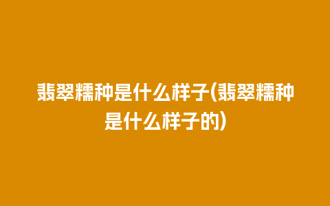 翡翠糯种是什么样子(翡翠糯种是什么样子的)