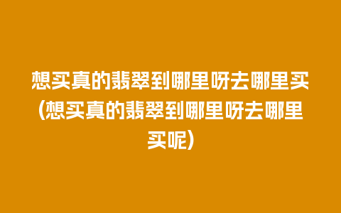 想买真的翡翠到哪里呀去哪里买(想买真的翡翠到哪里呀去哪里买呢)