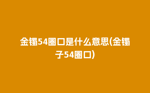 金镯54圈口是什么意思(金镯子54圈口)