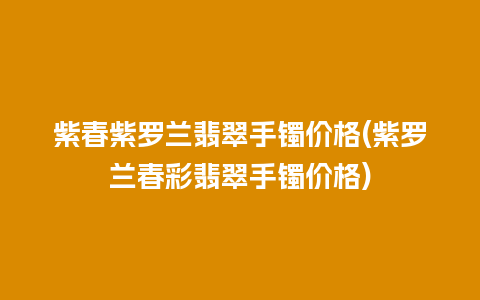 紫春紫罗兰翡翠手镯价格(紫罗兰春彩翡翠手镯价格)