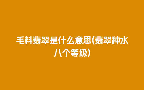 毛料翡翠是什么意思(翡翠种水八个等级)