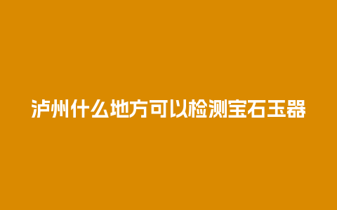 泸州什么地方可以检测宝石玉器