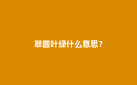 翠圆叶绿什么意思？