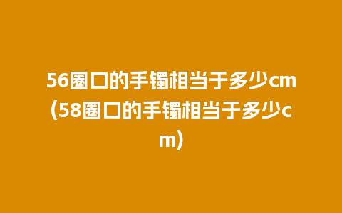 56圈口的手镯相当于多少cm(58圈口的手镯相当于多少cm)