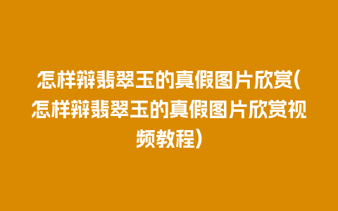 怎样辩翡翠玉的真假图片欣赏(怎样辩翡翠玉的真假图片欣赏视频教程)