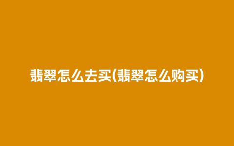 翡翠怎么去买(翡翠怎么购买)