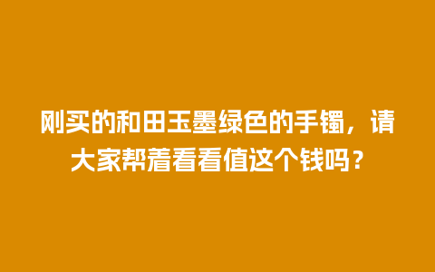 刚买的和田玉墨绿色的手镯，请大家帮着看看值这个钱吗？