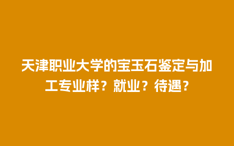 天津职业大学的宝玉石鉴定与加工专业样？就业？待遇？