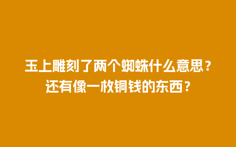 玉上雕刻了两个蜘蛛什么意思？还有像一枚铜钱的东西？