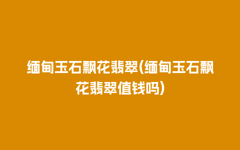 缅甸玉石飘花翡翠(缅甸玉石飘花翡翠值钱吗)