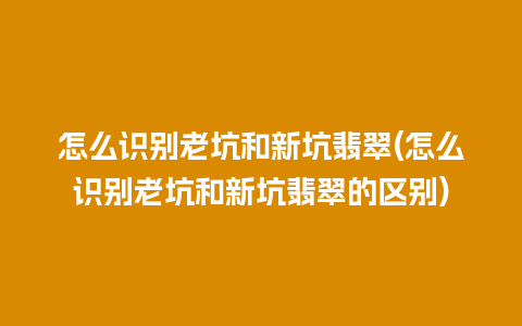 怎么识别老坑和新坑翡翠(怎么识别老坑和新坑翡翠的区别)