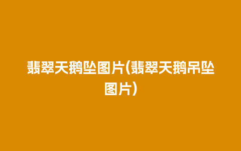 翡翠天鹅坠图片(翡翠天鹅吊坠图片)